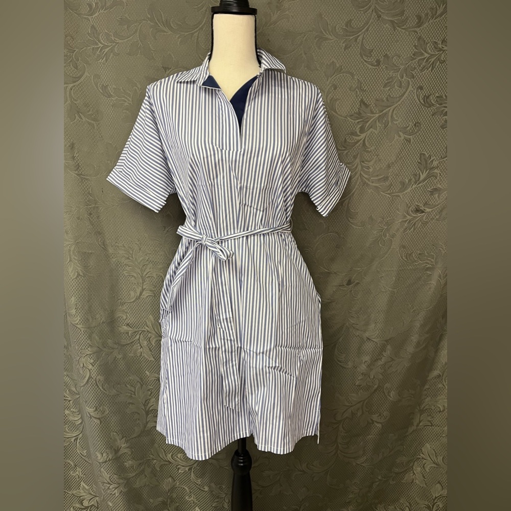 Callidae - The Dolman Shirt Dress - Fancy Stripe with pockets.
